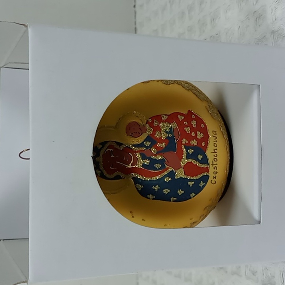 The Black Madonna of Czestochowa Polish Christmas Ornament New In Box Gold/Blue - Picture 5 of 10